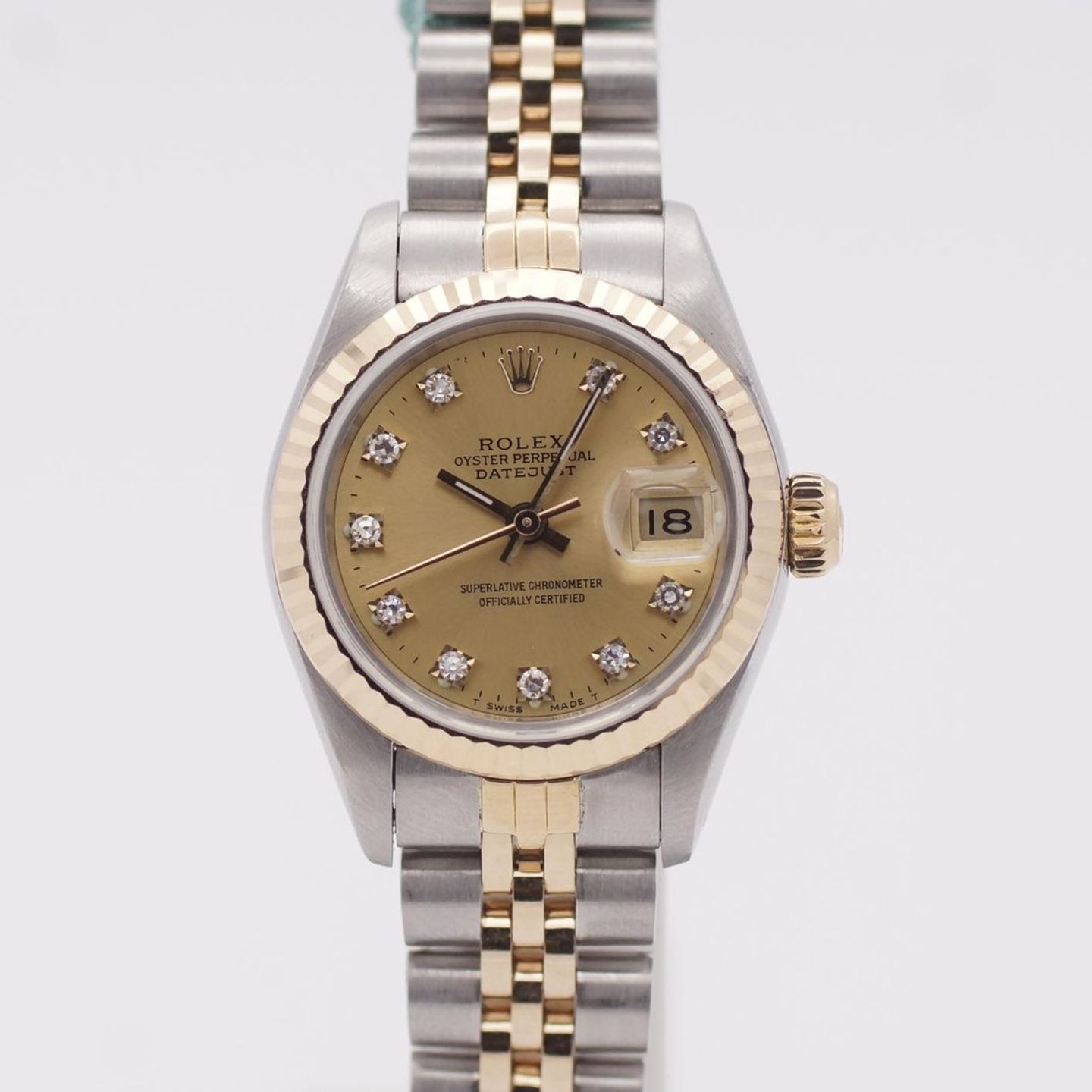Rolex Lady-Datejust 69173 (1988) - Champagne dial 26 mm Gold/Steel case (3/8)