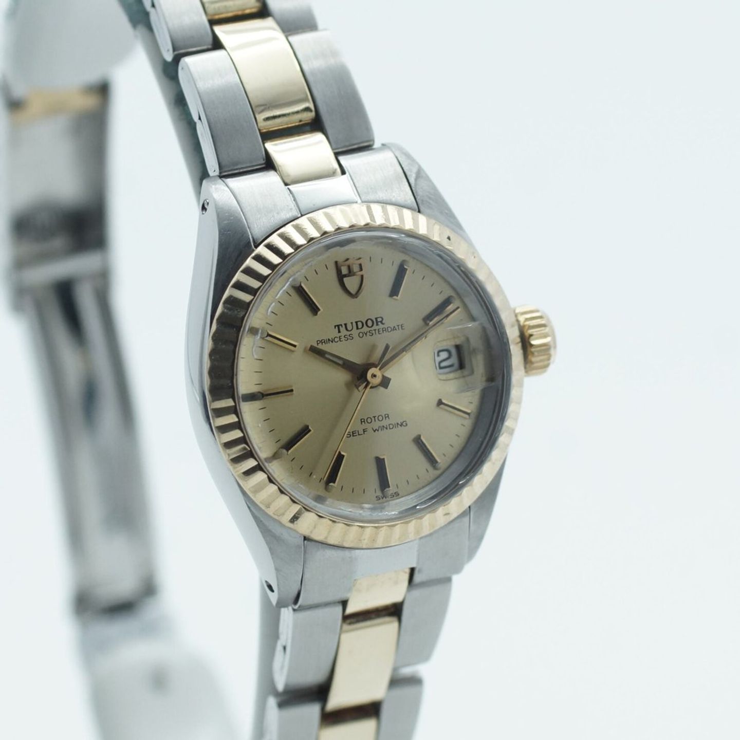 Tudor Prince Date 92413 (1990) - Champagne dial 25 mm Gold/Steel case (3/8)