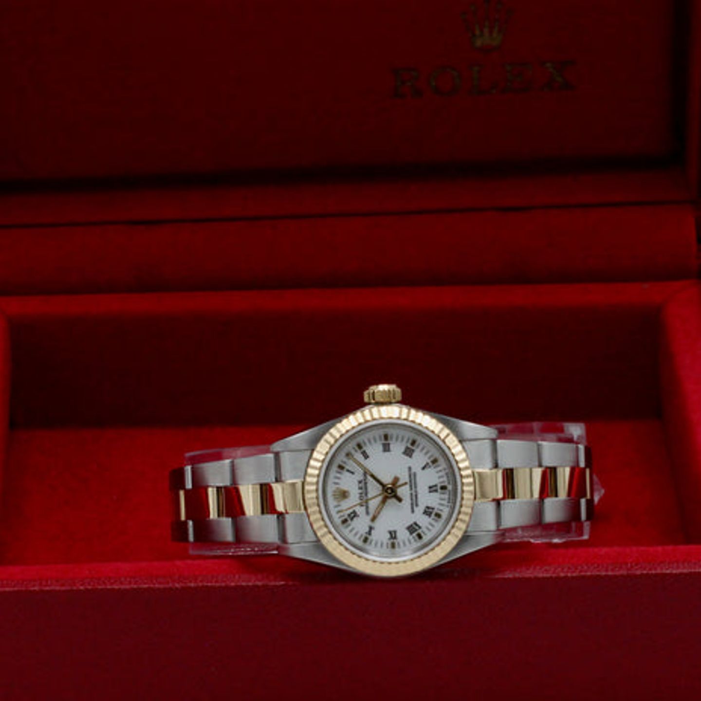 Rolex Oyster Perpetual 67193 (1995) - White dial 26 mm Gold/Steel case (3/7)