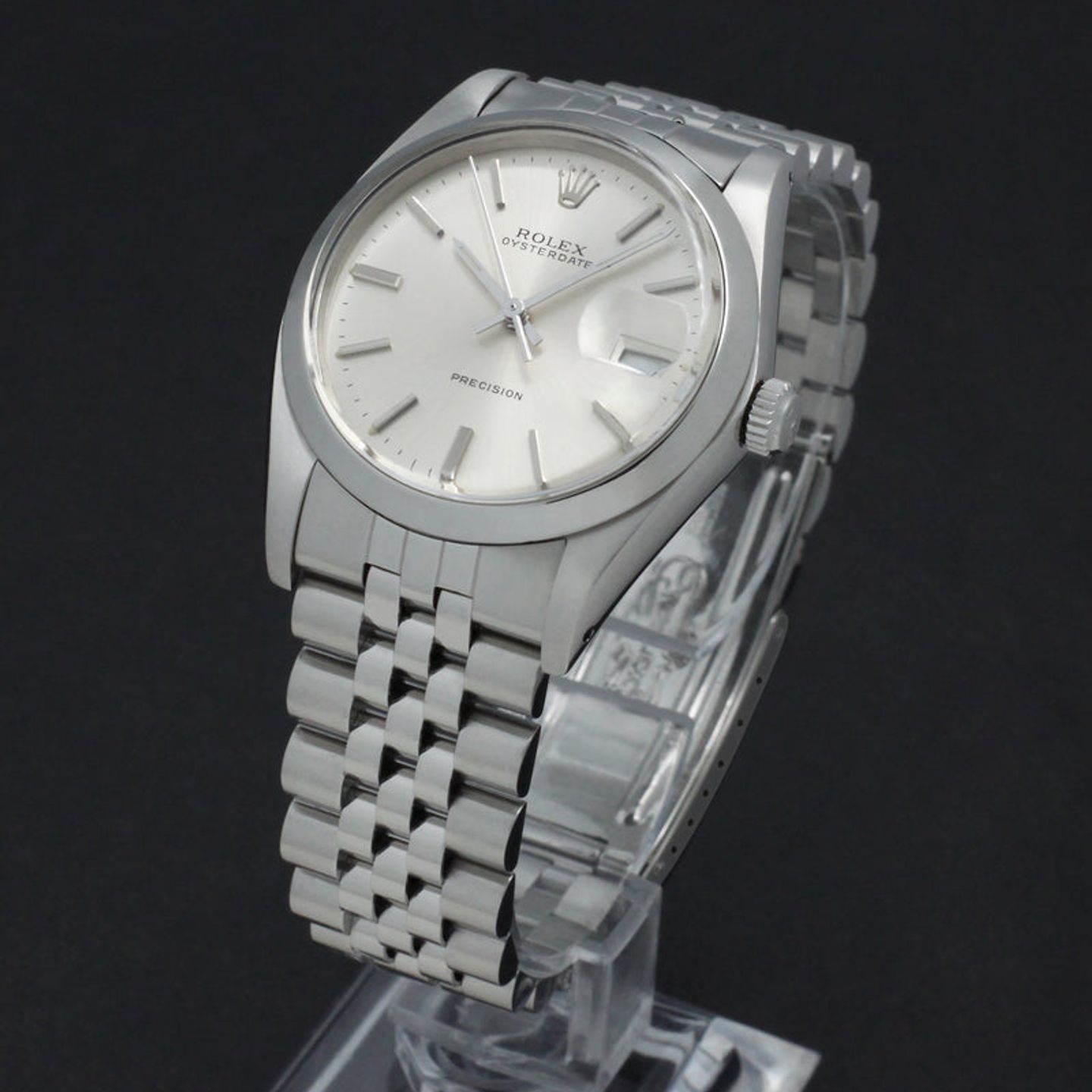 Rolex Oyster Precision 6694 (1985) - Zilver wijzerplaat 34mm Staal (4/7)