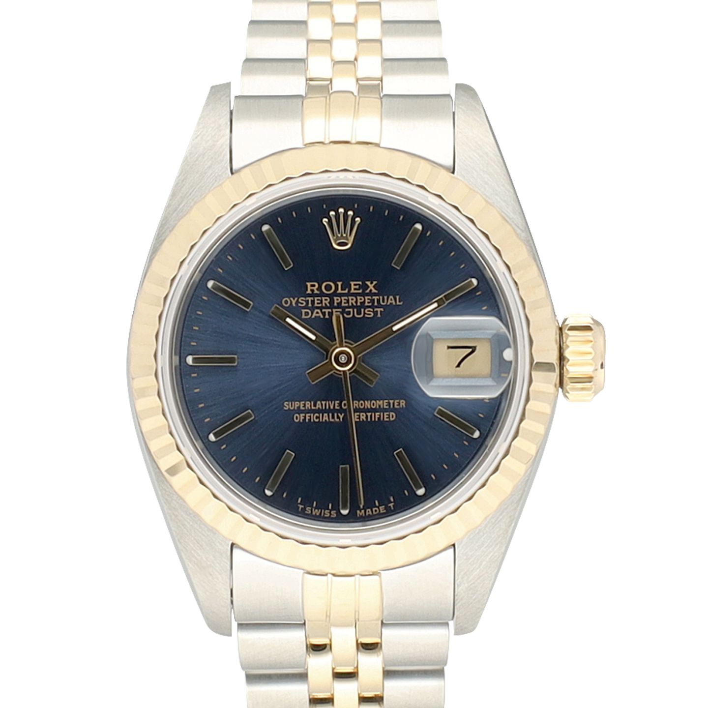 Rolex Lady-Datejust 69173 (1990) - Blue dial 26 mm Gold/Steel case (2/8)