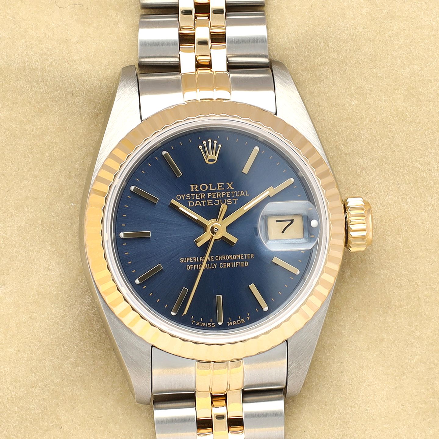 Rolex Lady-Datejust 69173 (1990) - Blauw wijzerplaat 26mm Goud/Staal (1/8)