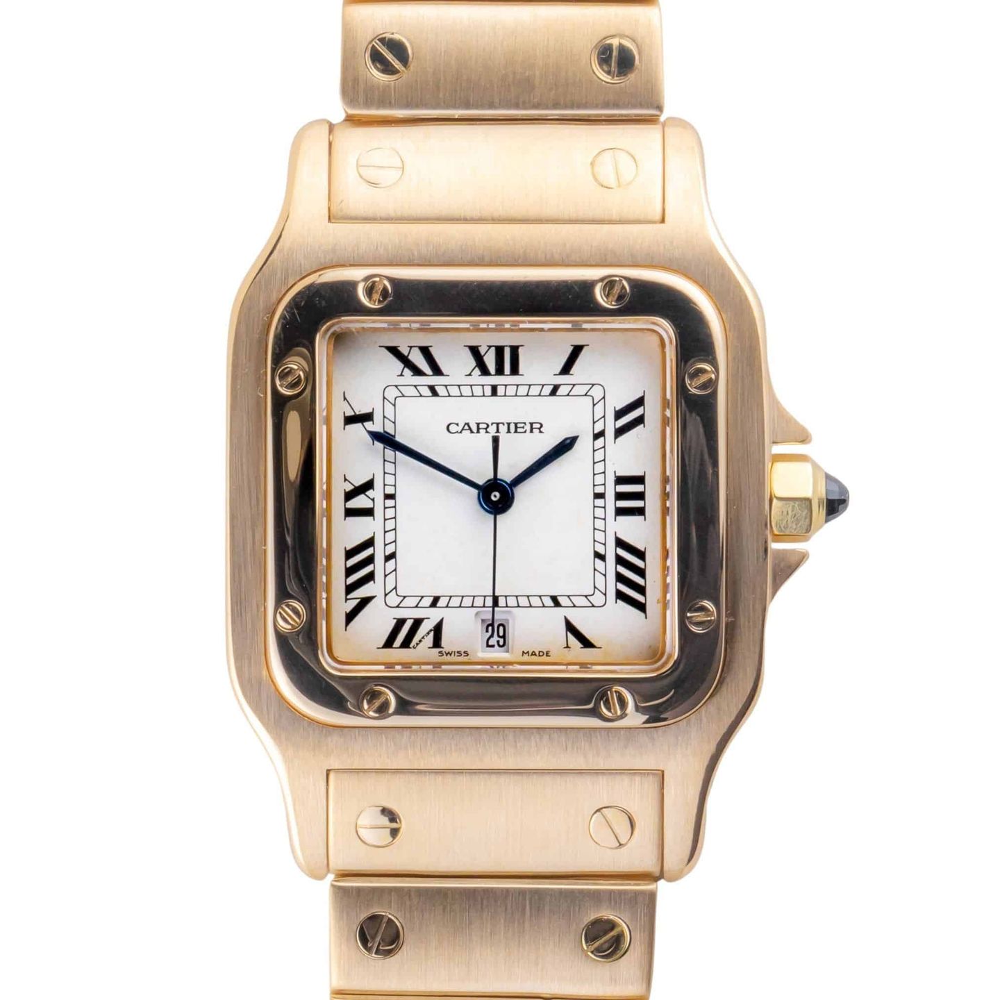 Cartier Santos 887901 (Unknown (random serial)) - Champagne dial 29 mm Yellow Gold case (3/8)