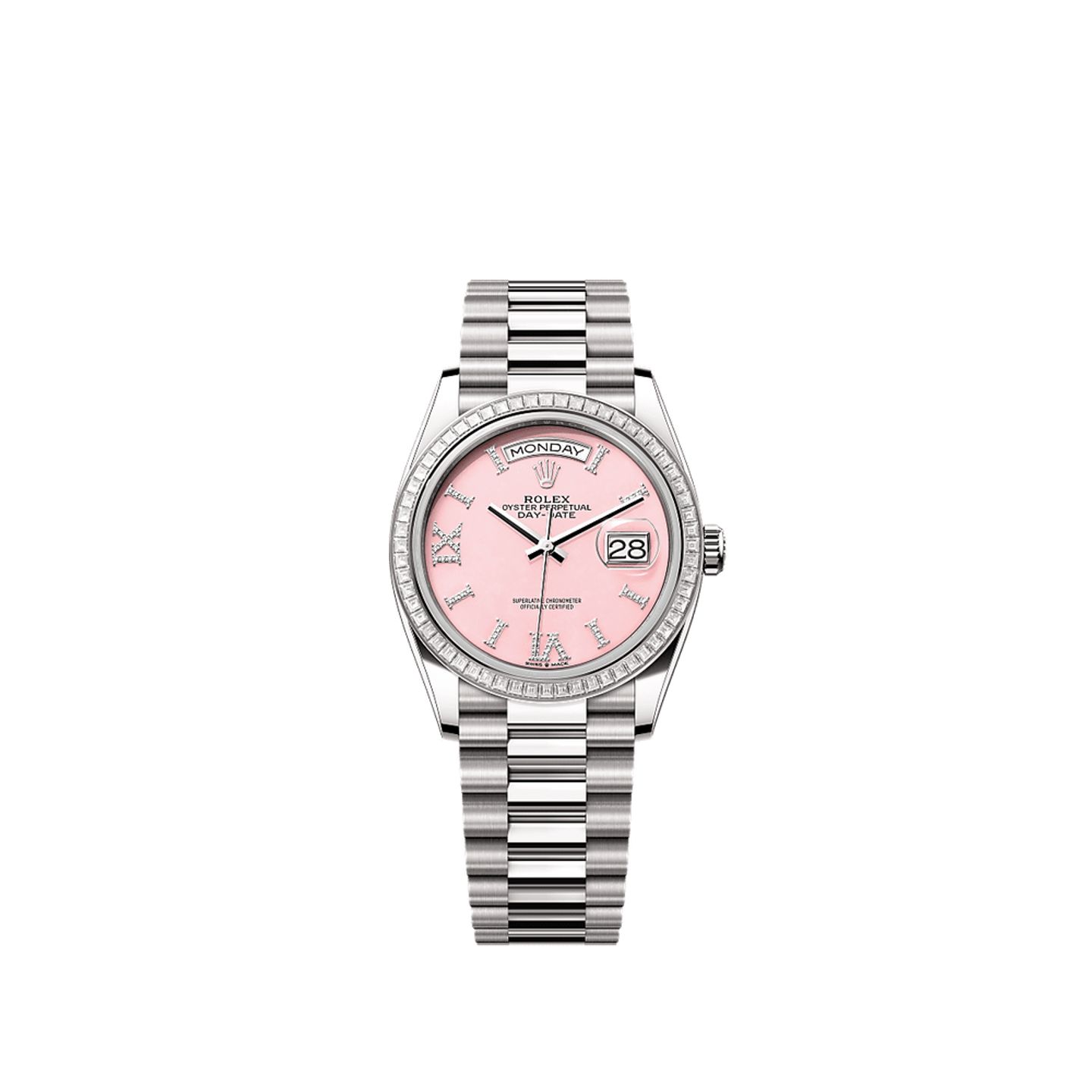 Rolex Day-Date 36 128399TBR (2025) - Roze wijzerplaat 36mm Witgoud (1/1)