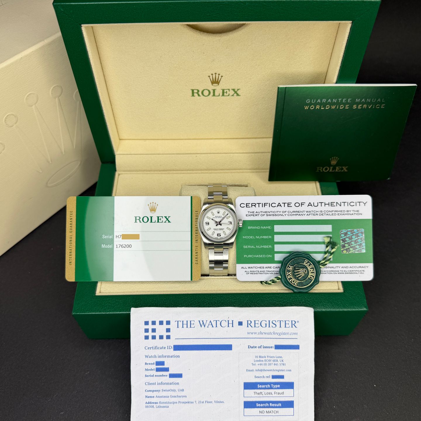 Rolex Oyster Perpetual 26 176200 (2019) - White dial 26 mm Steel case (3/8)