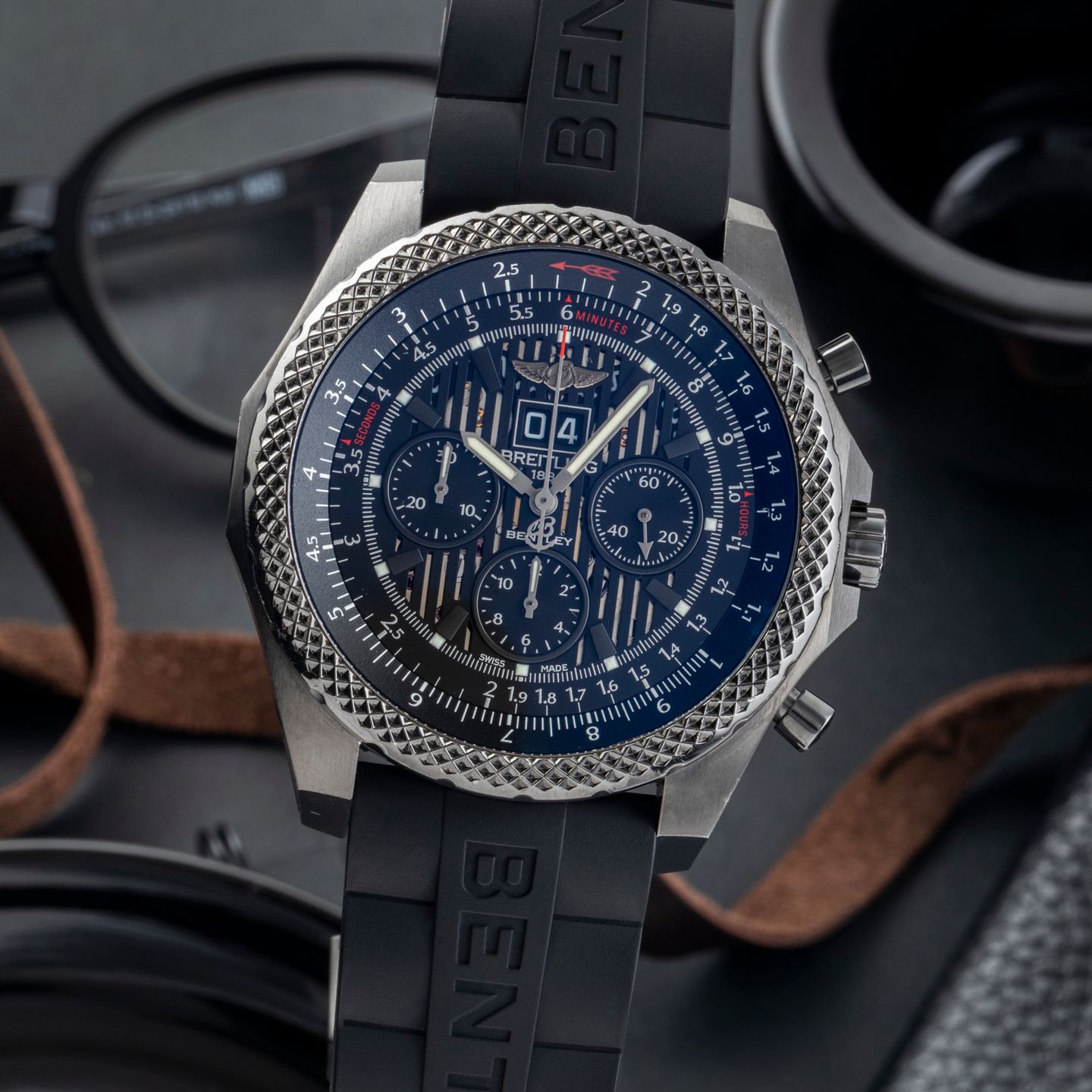 Breitling Bentley 6.75 M44364 (2014) - Zwart wijzerplaat 49mm Staal (3/8)