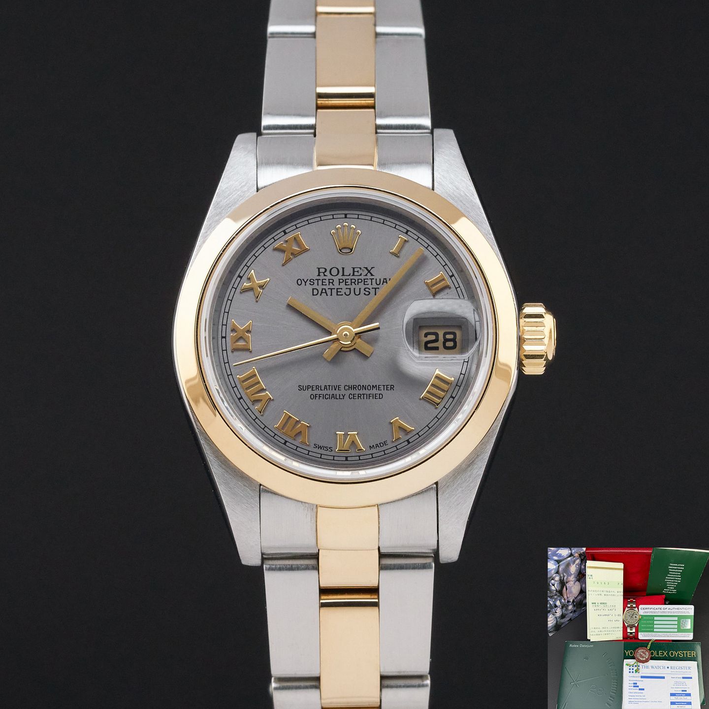 Rolex Lady-Datejust 79163 (2000) - Grey dial 26 mm Gold/Steel case (1/8)