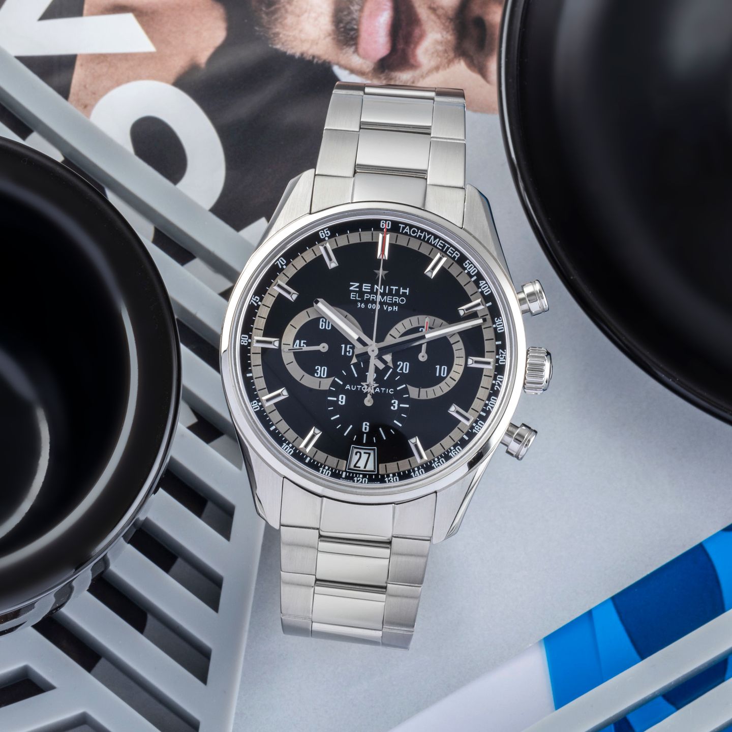 Zenith El Primero 36'000 VpH 03.2040.400/21.M2040 (Onbekend (willekeurig serienummer)) - Zwart wijzerplaat 42mm Staal (1/8)