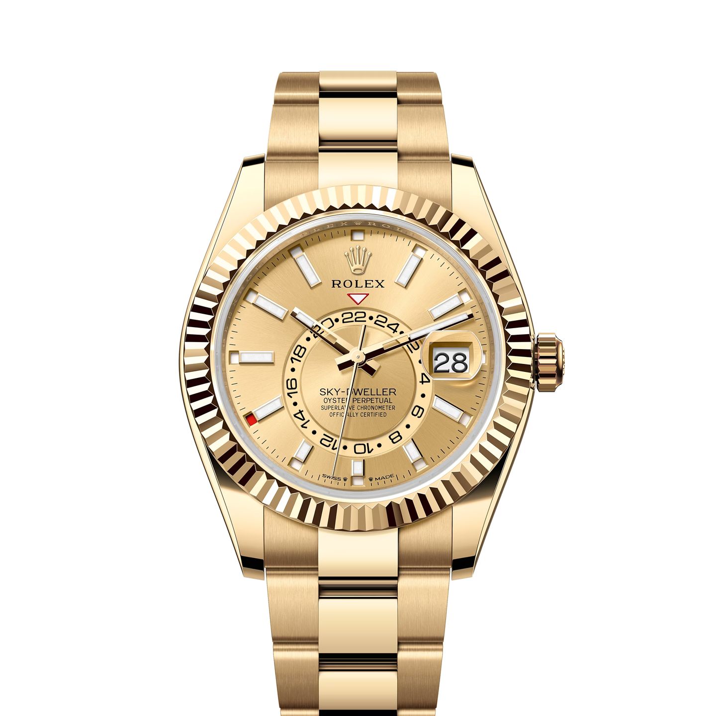 Rolex Sky-Dweller 336938 (2024) - Champagne wijzerplaat 42mm Geelgoud (1/1)