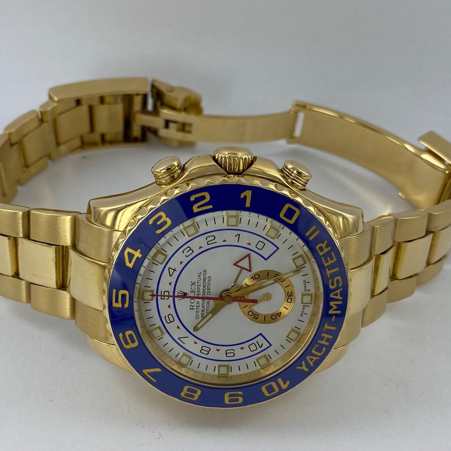 Rolex Yacht-Master II - (Unknown (random serial)) - White dial 44 mm Yellow Gold case (2/8)