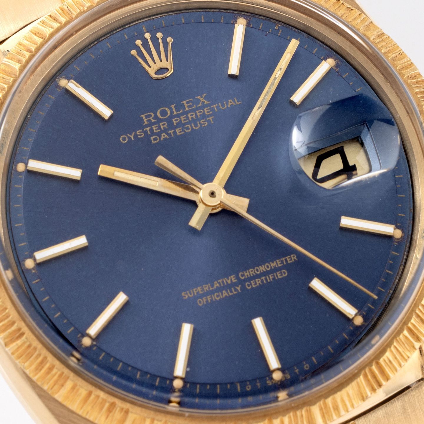 Rolex Datejust 1607 (1972) - Blauw wijzerplaat 36mm Geelgoud (3/8)