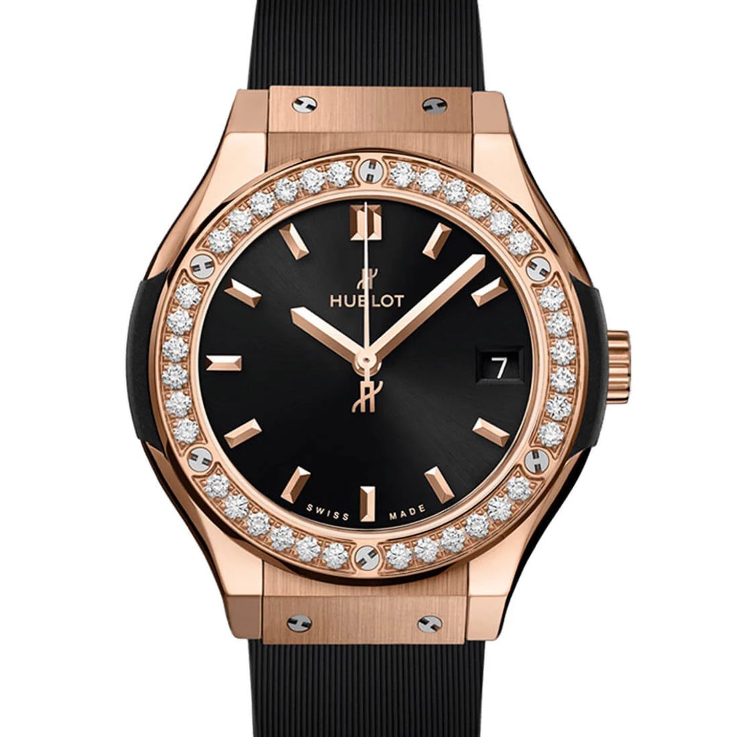 Hublot Classic Fusion Quartz 581.OX.1480.RX.1104 (2024) - Zwart wijzerplaat 33mm Roségoud (1/3)