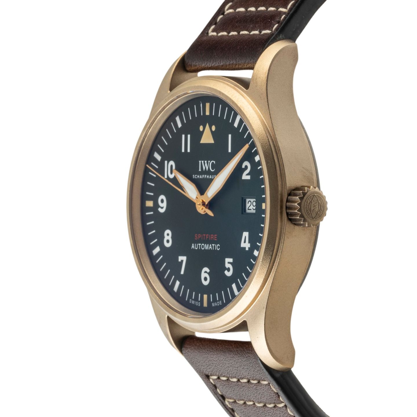 IWC Pilot IW326802 (Onbekend (willekeurig serienummer)) - Groen wijzerplaat 39mm Brons (6/8)