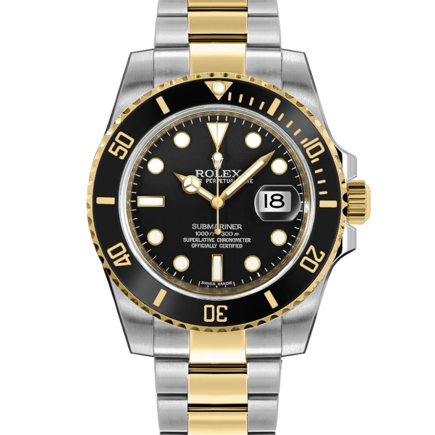 Rolex Submariner Date 116613LN (2020) - Zwart wijzerplaat 40mm Goud/Staal (1/8)