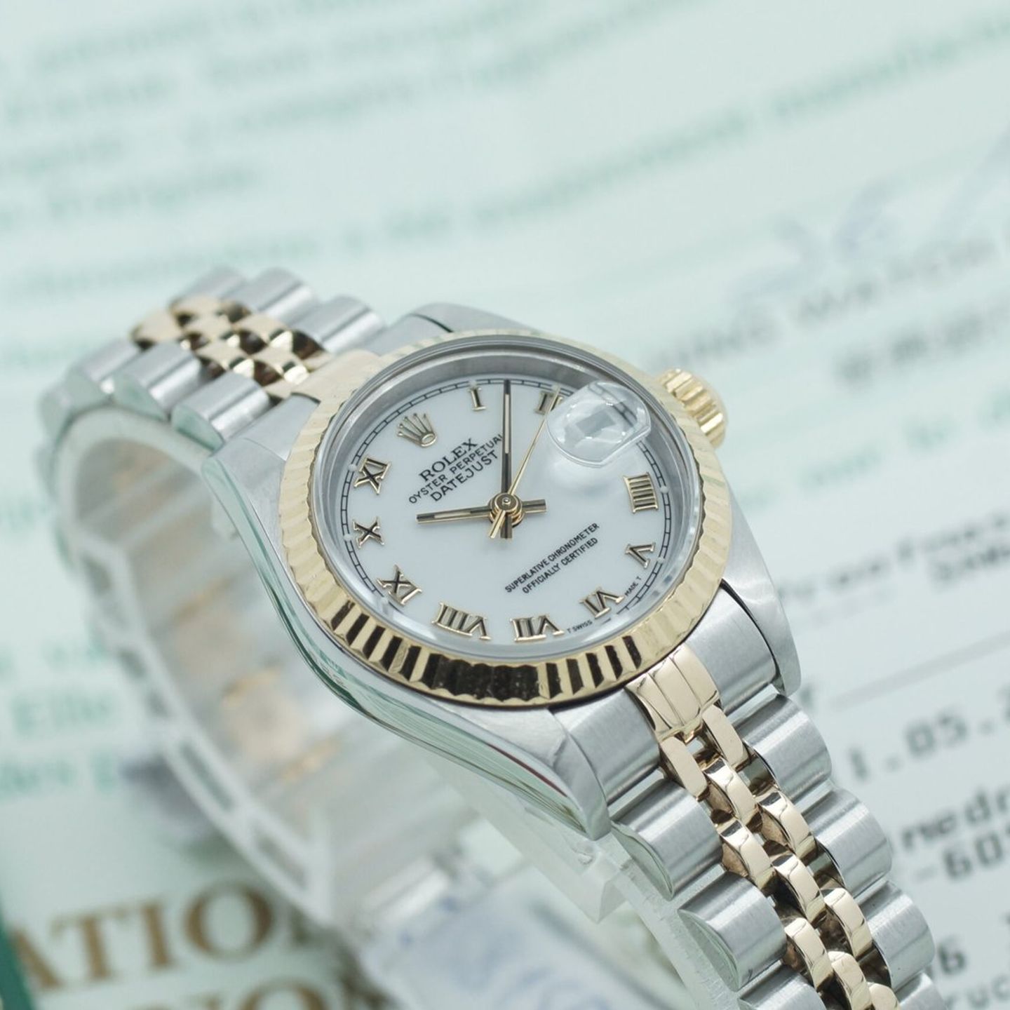 Rolex Lady-Datejust 69173 (1994) - Wit wijzerplaat 26mm Goud/Staal (1/8)