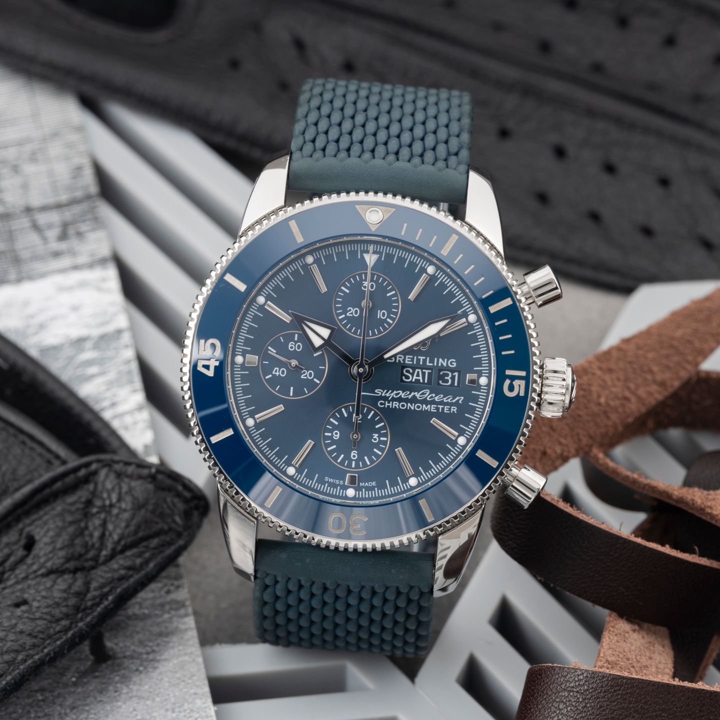 Breitling Superocean Heritage II Chronograph A13313161C1S1 (Onbekend (willekeurig serienummer)) - Blauw wijzerplaat 44mm Staal (1/8)