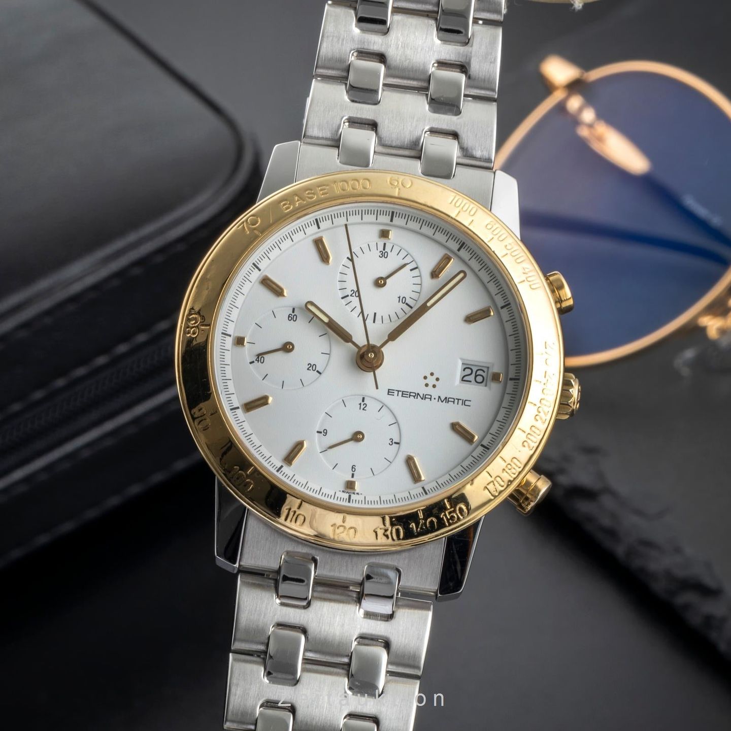 Eterna Kontiki 674.1501.47S (1995) - White dial 39 mm Gold/Steel case (1/8)