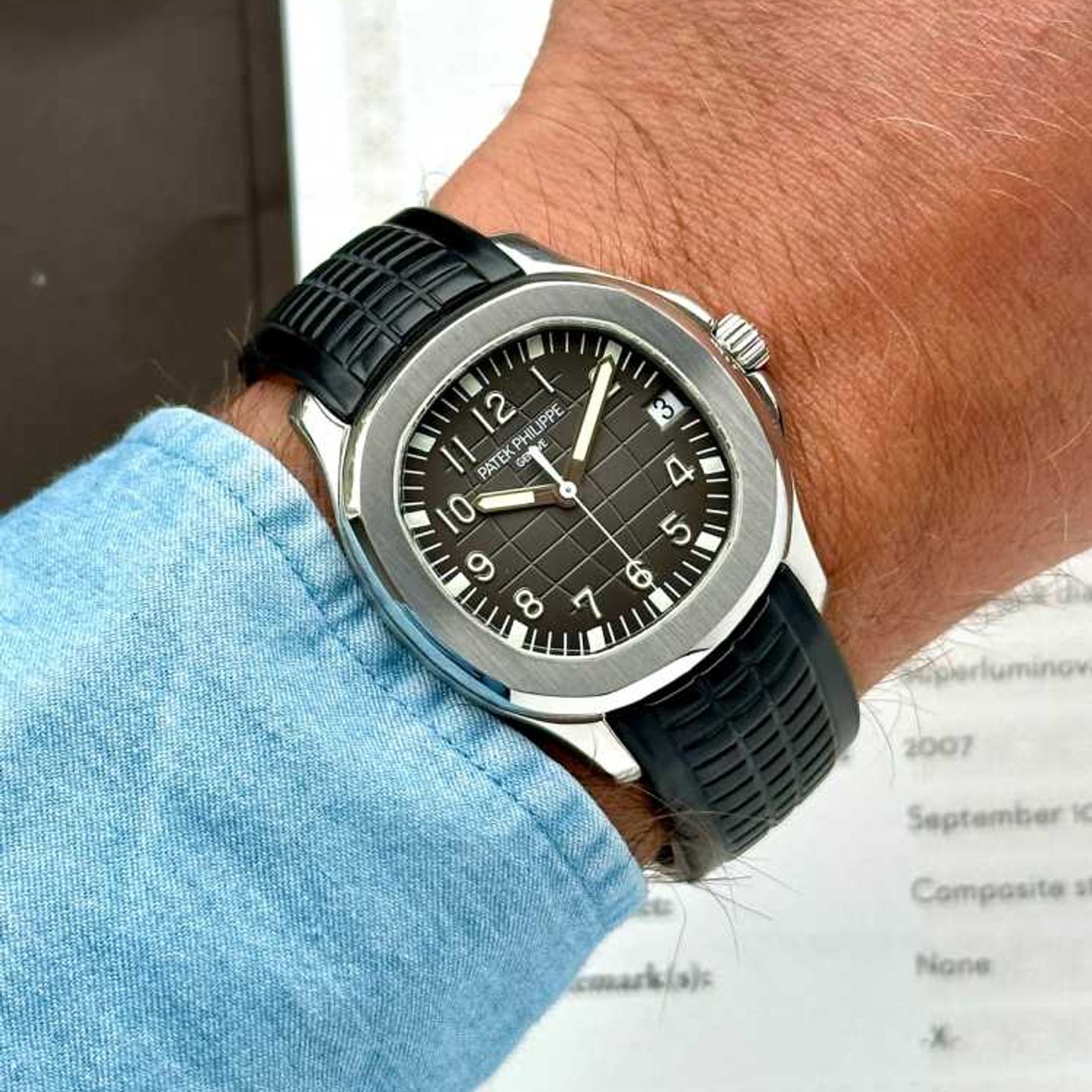 Patek Philippe Aquanaut 5165 (2007) - Grey dial 38 mm Steel case (4/8)