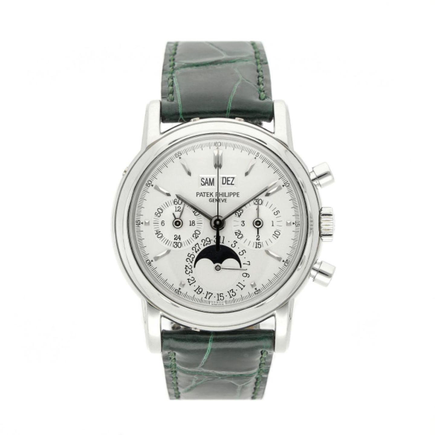 Patek Philippe Perpetual Calendar Chronograph 3970E (1998) - Silver dial 37 mm Yellow Gold case (1/7)