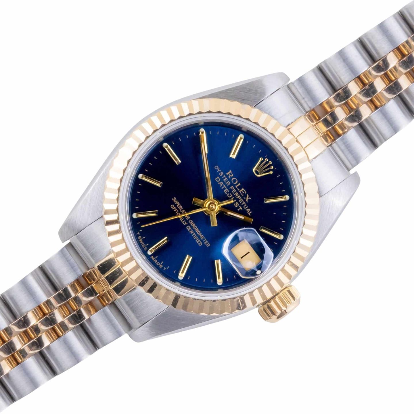 Rolex Lady-Datejust 69173 (1991) - Blue dial 26 mm Gold/Steel case (1/8)