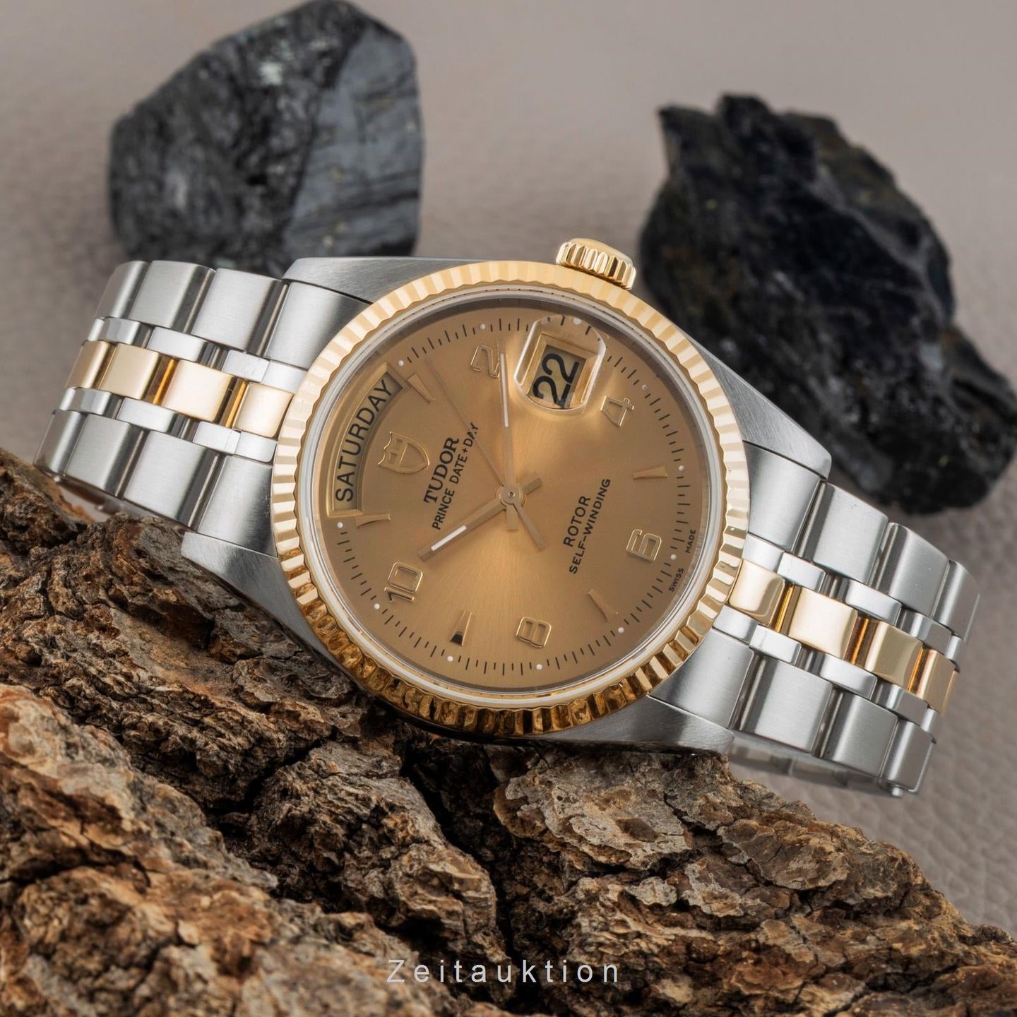 Tudor Prince Date 76213 (Unknown (random serial)) - Champagne dial 36 mm Gold/Steel case (2/8)