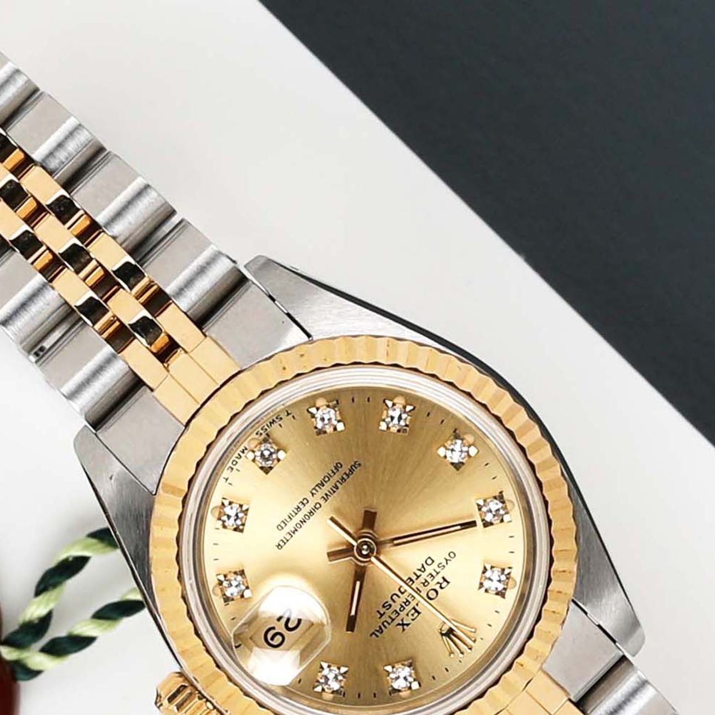 Rolex Lady-Datejust 69173 (1990) - Champagne wijzerplaat 26mm Goud/Staal (4/7)