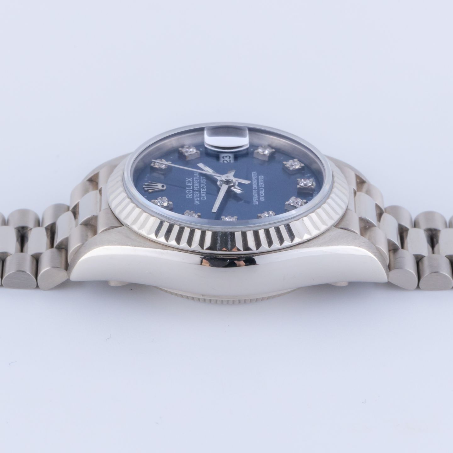 Rolex Lady-Datejust 69179 (1991) - Blue dial 26 mm White Gold case (5/7)
