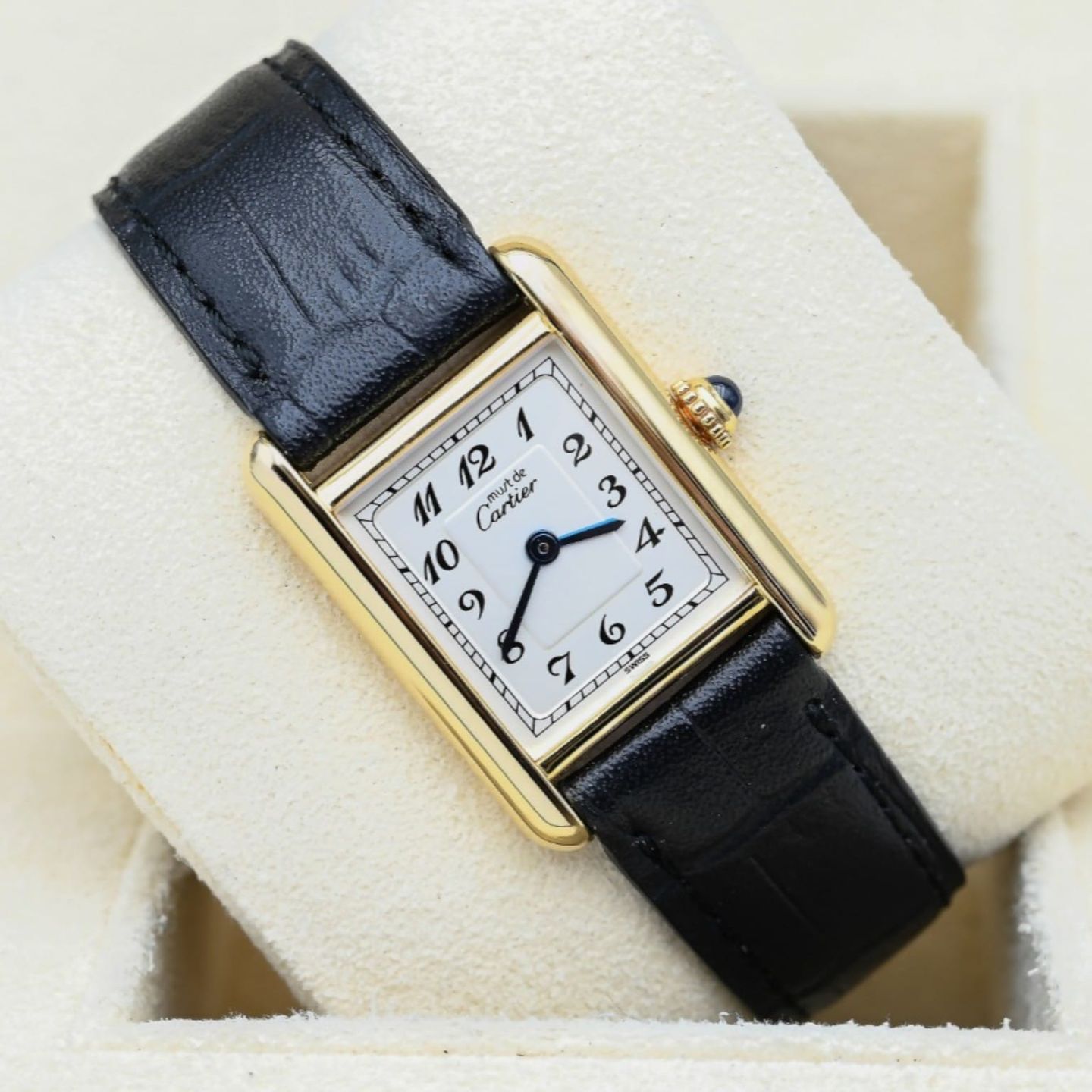 Cartier Tank Vermeil 5057001 (Unknown (random serial)) - White dial 20 mm Silver case (1/8)