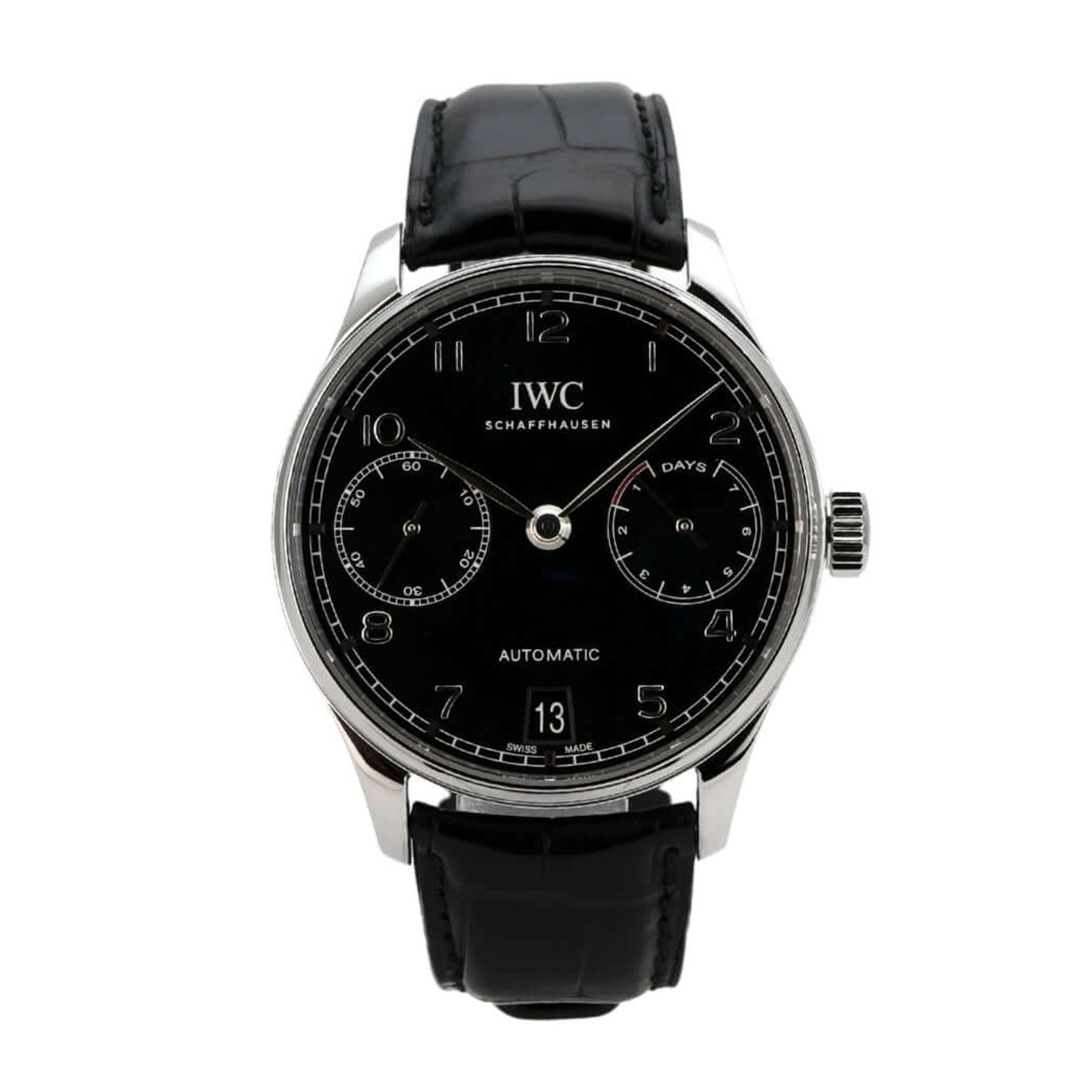 IWC Portuguese Automatic IW500703 (2017) - Black dial 42 mm Steel case (2/8)
