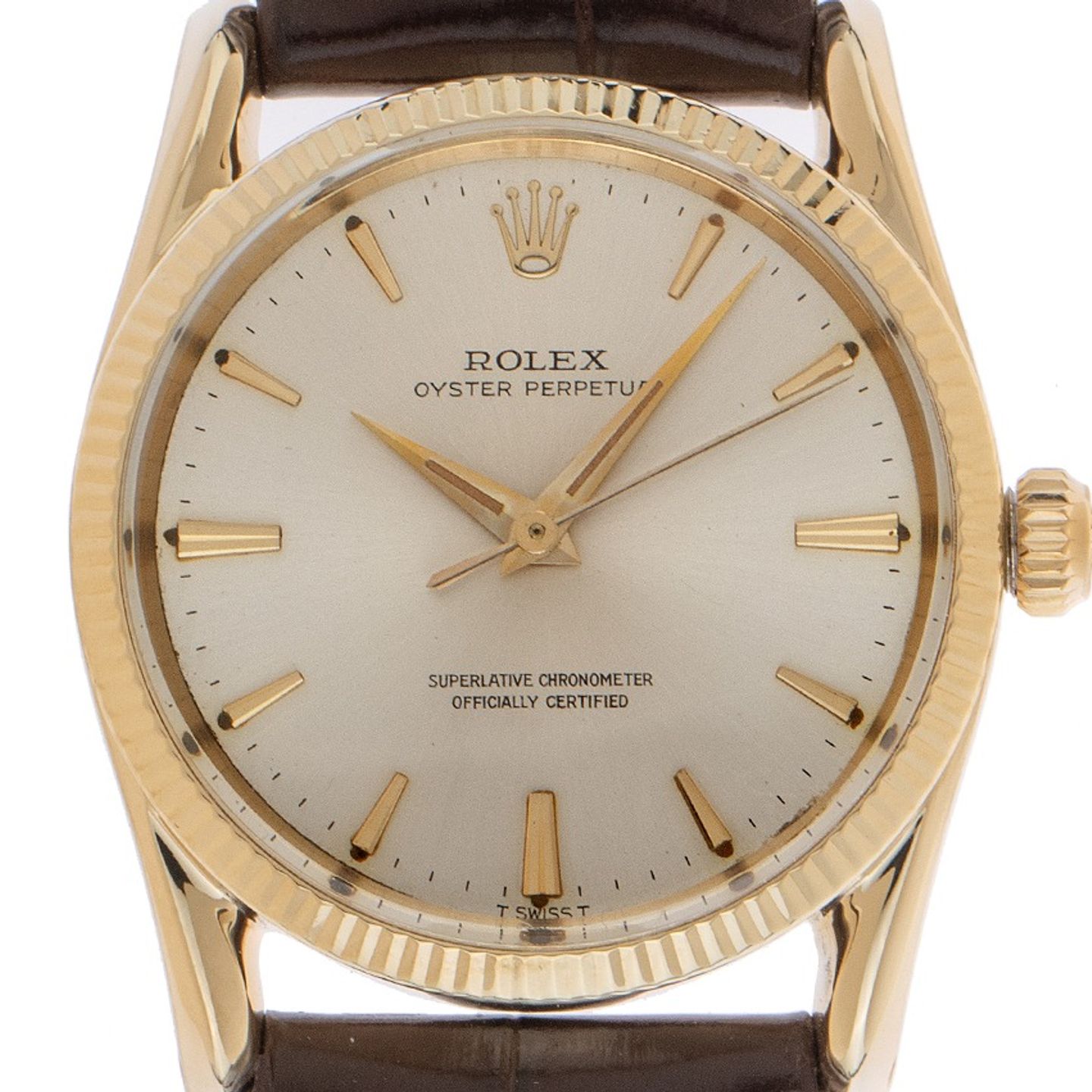 Rolex Oyster Perpetual 1011 (1965) - Zilver wijzerplaat 34mm Geelgoud (1/8)