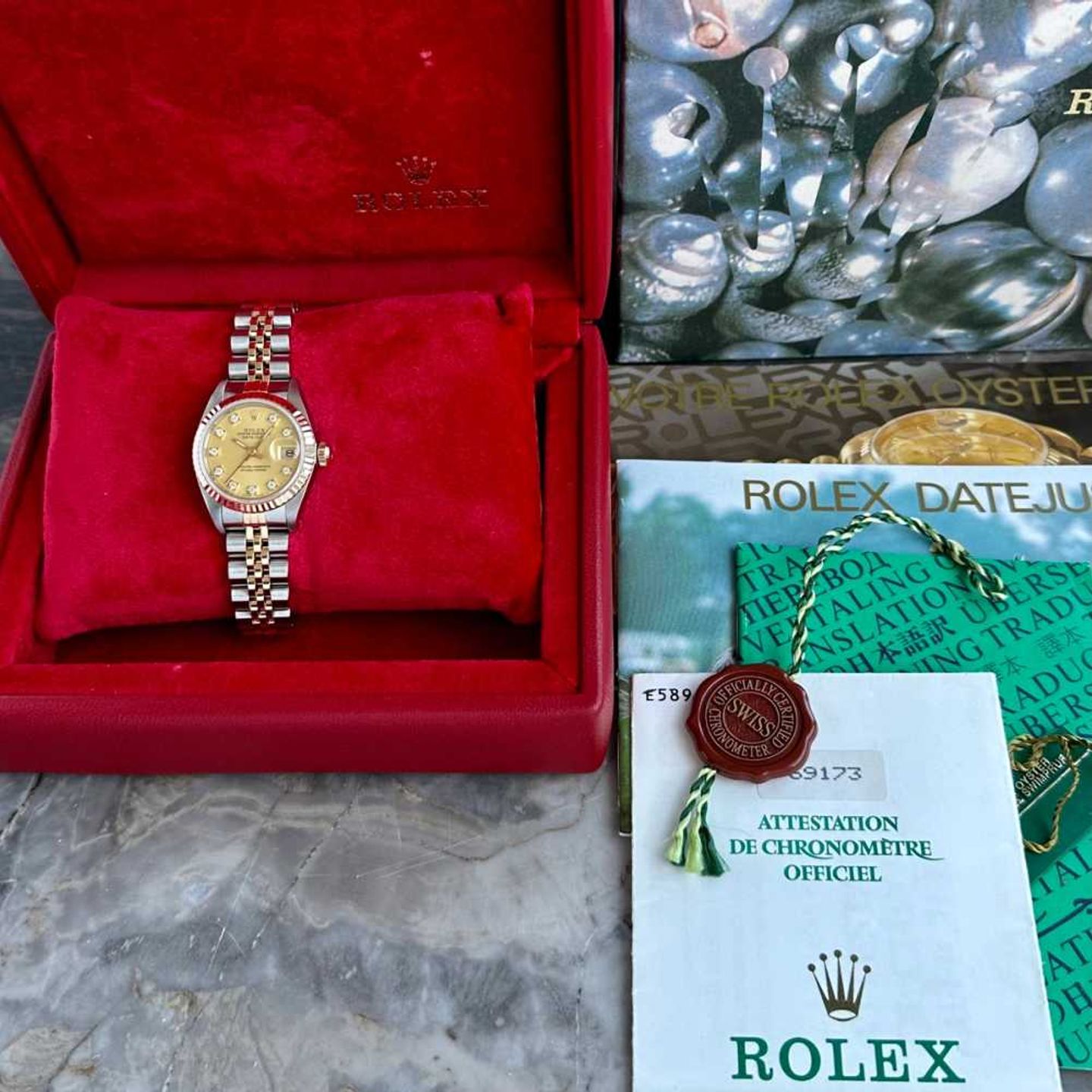 Rolex Lady-Datejust 69173G (1990) - Gold dial 26 mm Gold/Steel case (4/8)