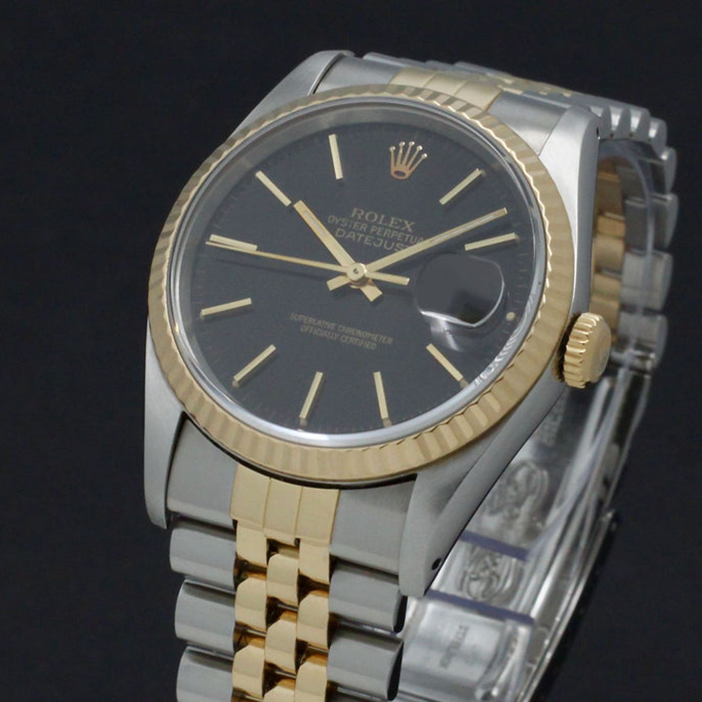 Rolex Datejust 36 16233 (1991) - Black dial 36 mm Gold/Steel case (7/7)