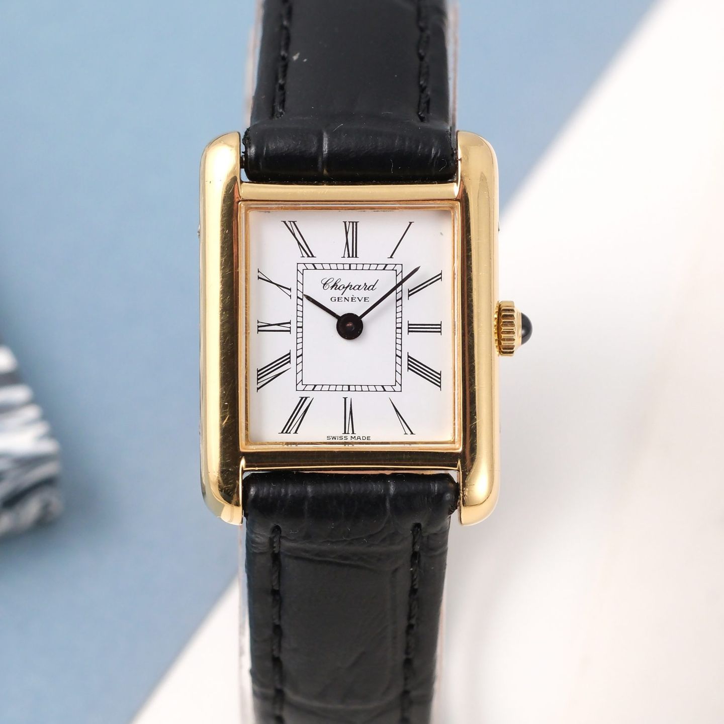 Chopard Tank 5054 (1985) - White dial 20 mm Yellow Gold case (1/8)