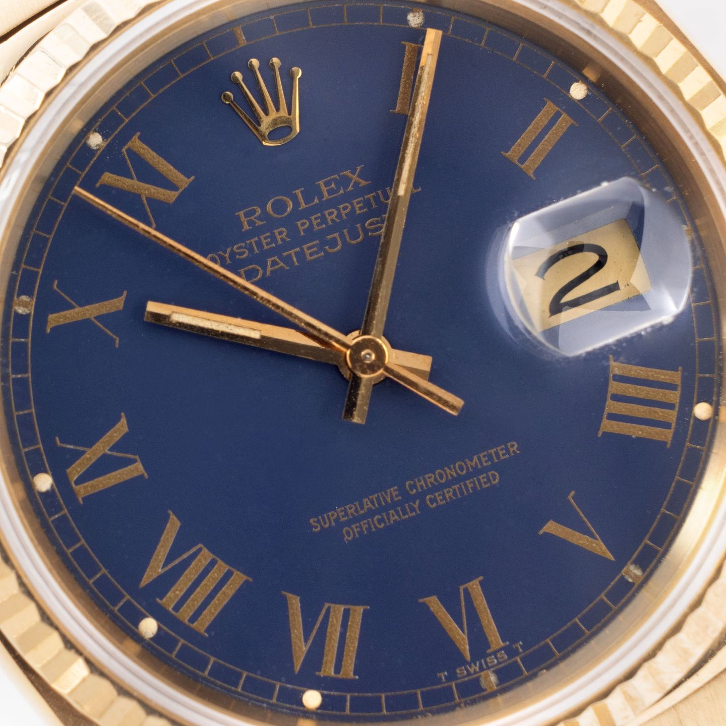 Rolex Datejust 36 16018 (1977) - Blue dial 36 mm Yellow Gold case (2/8)