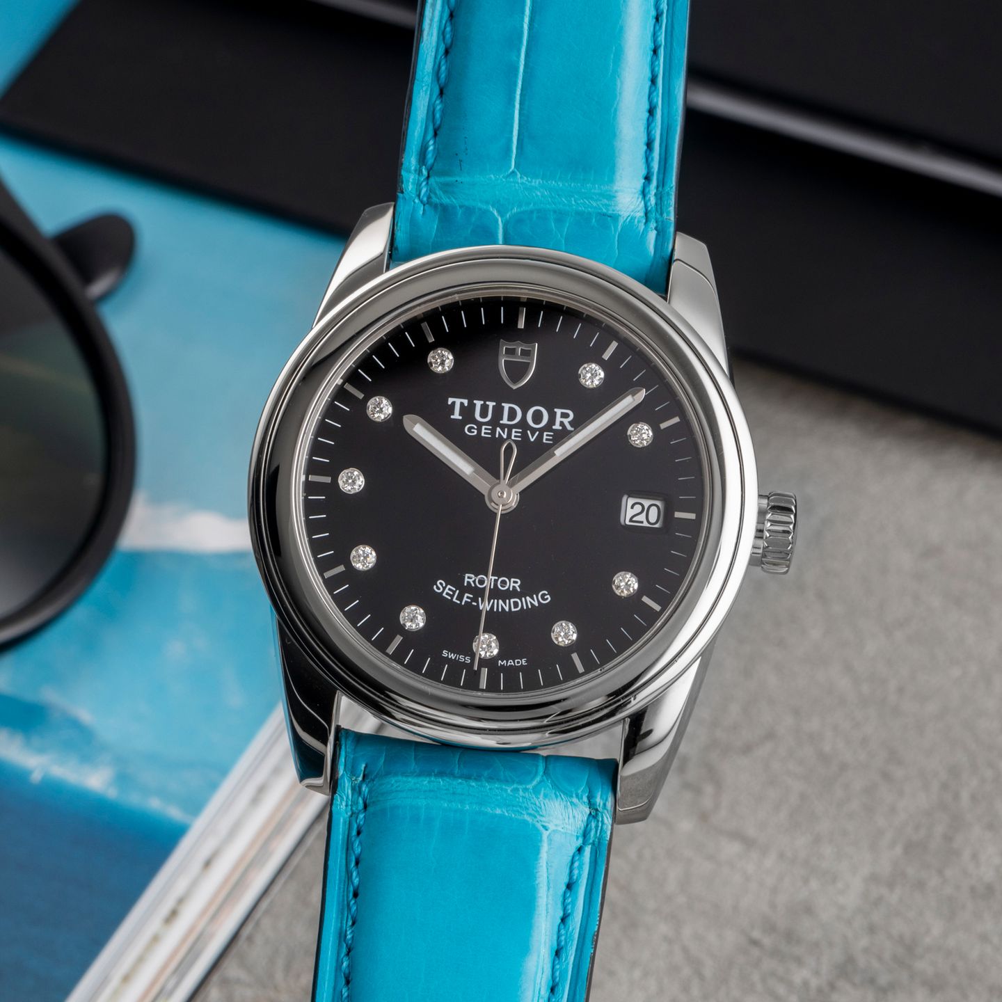 Tudor Glamour Date 55000 (2021) - Zwart wijzerplaat 36mm Staal (3/8)