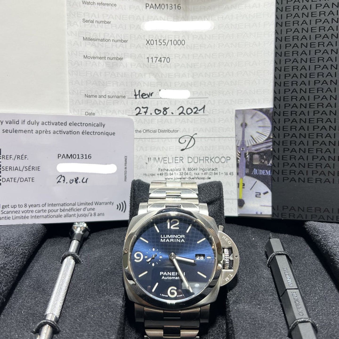 Panerai Luminor Marina PAM01316 (2021) - Blue dial 44 mm Steel case (2/5)