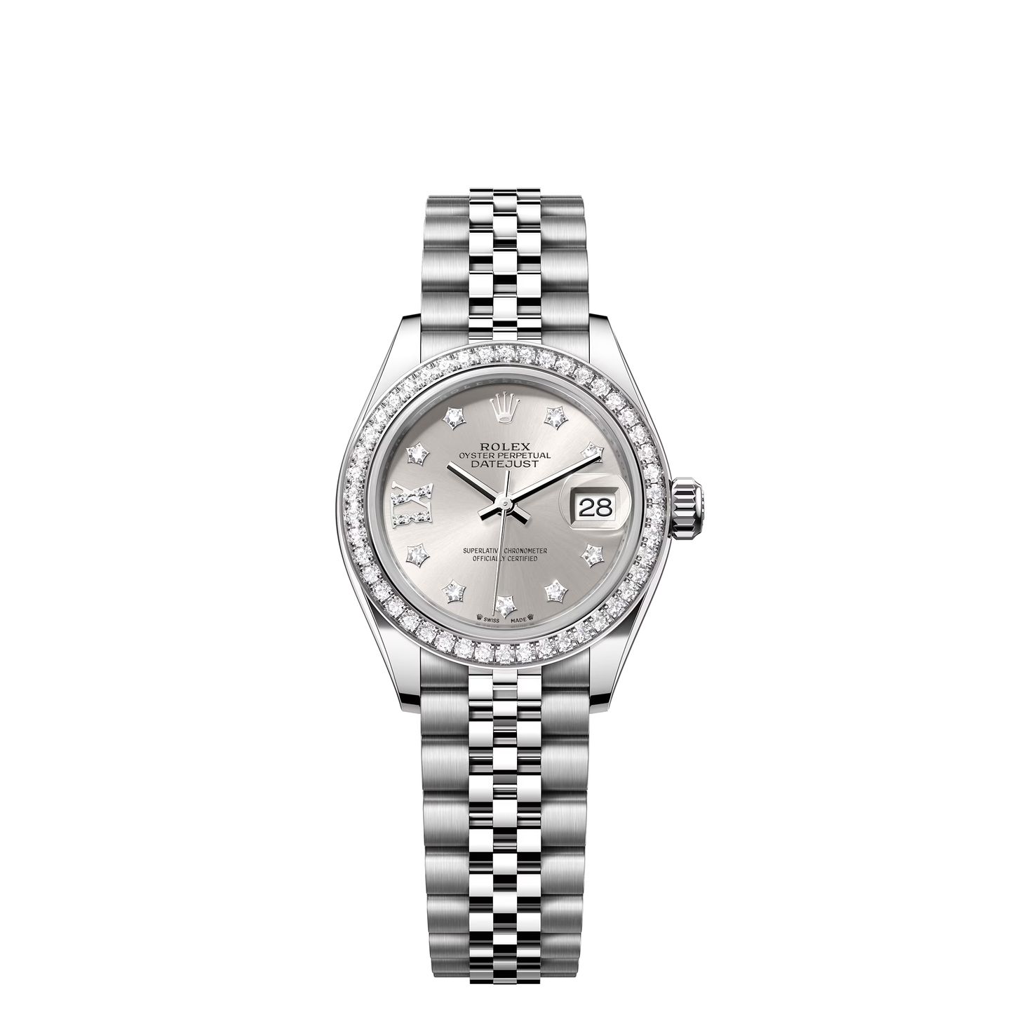 Rolex Lady-Datejust 279384RBR (2024) - Zilver wijzerplaat 28mm Staal (1/8)