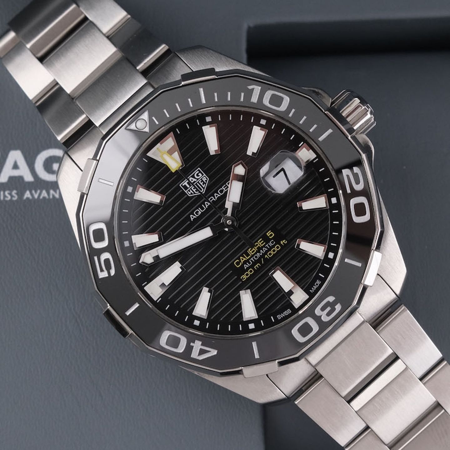 TAG Heuer Aquaracer 300M WAY201A.BA0927 (2021) - Zwart wijzerplaat 43mm Staal (1/8)
