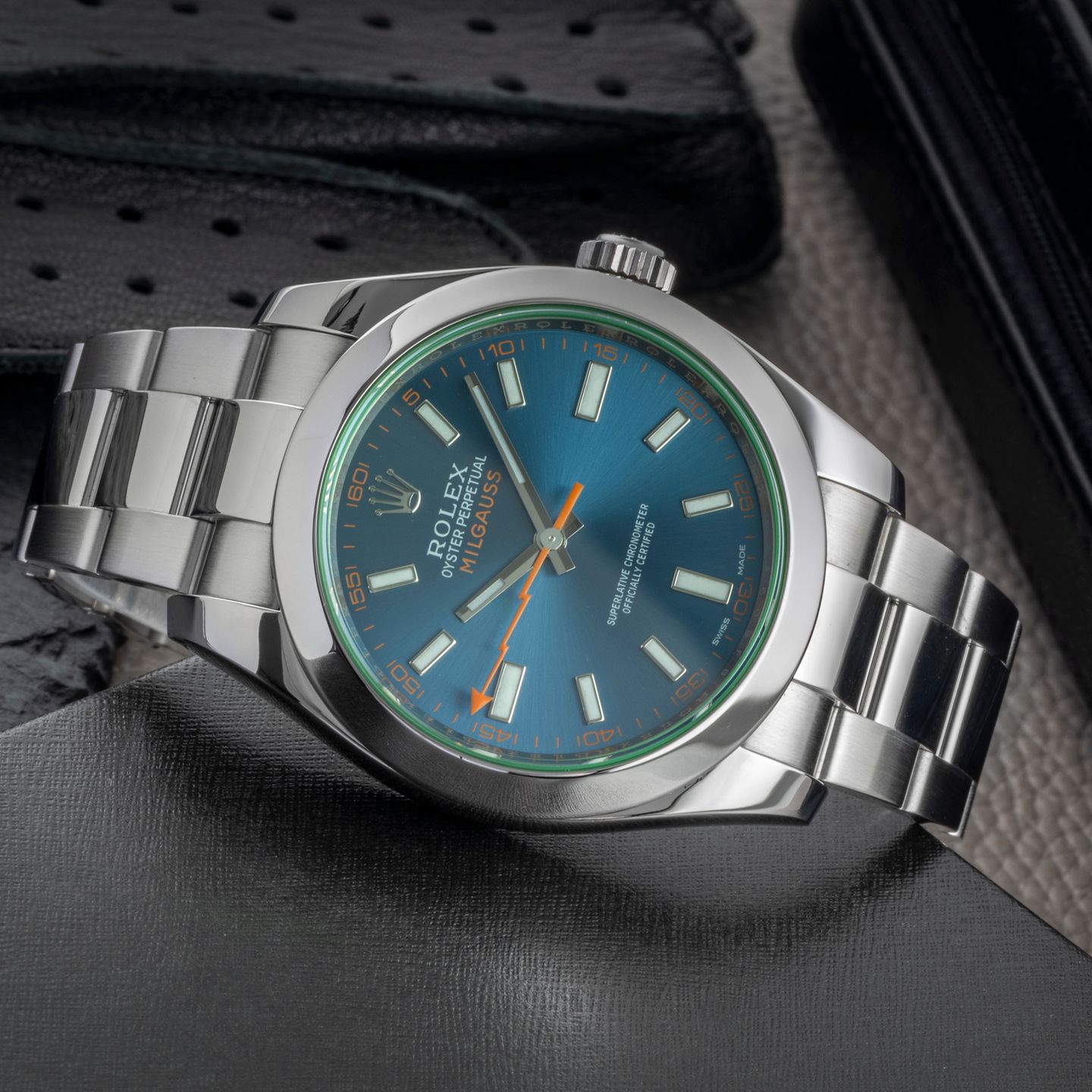 Rolex Milgauss 116400GV (Unknown (random serial)) - Blue dial 40 mm Steel case (2/8)