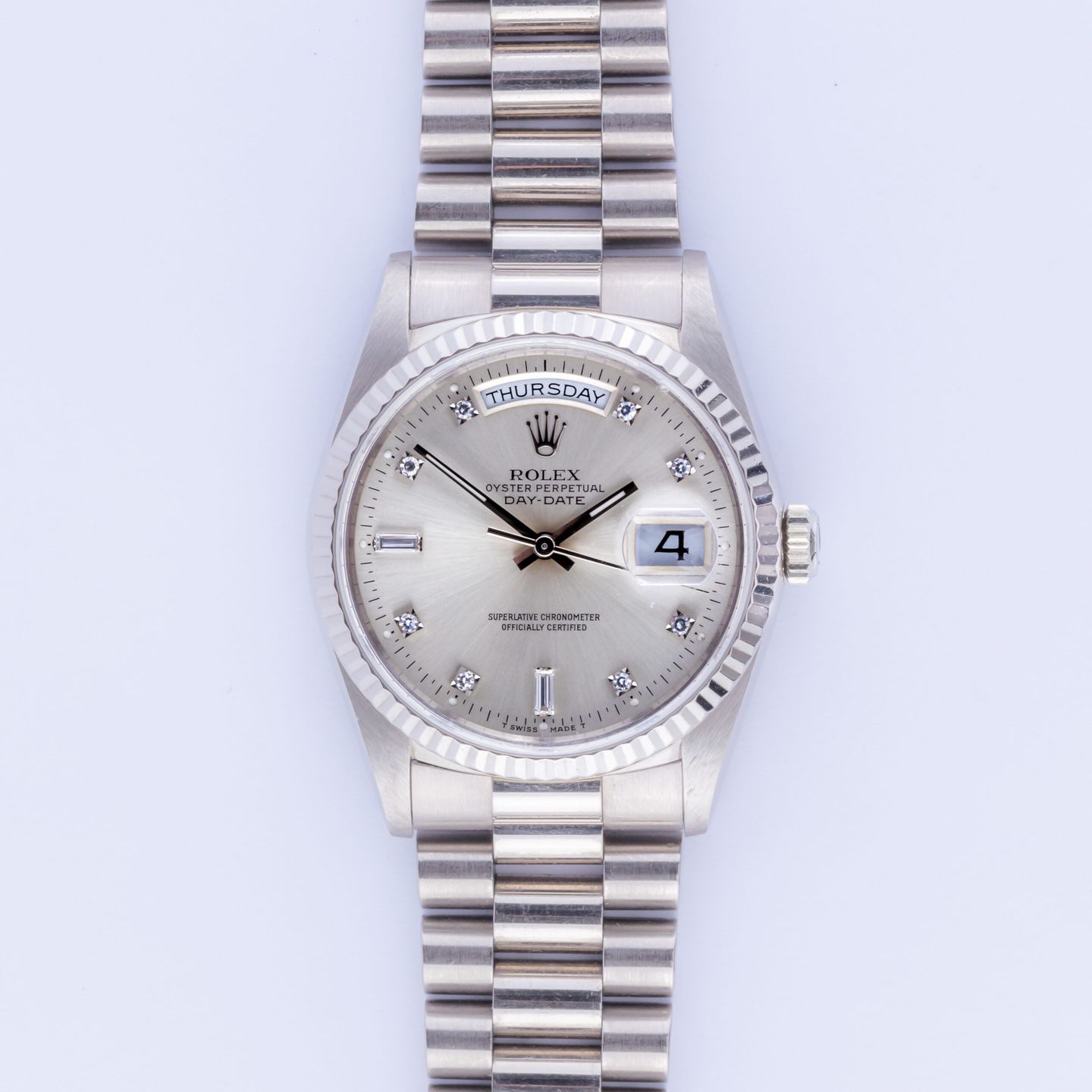 Rolex Day-Date 36 18239 (1986) - Silver dial 36 mm White Gold case (3/8)