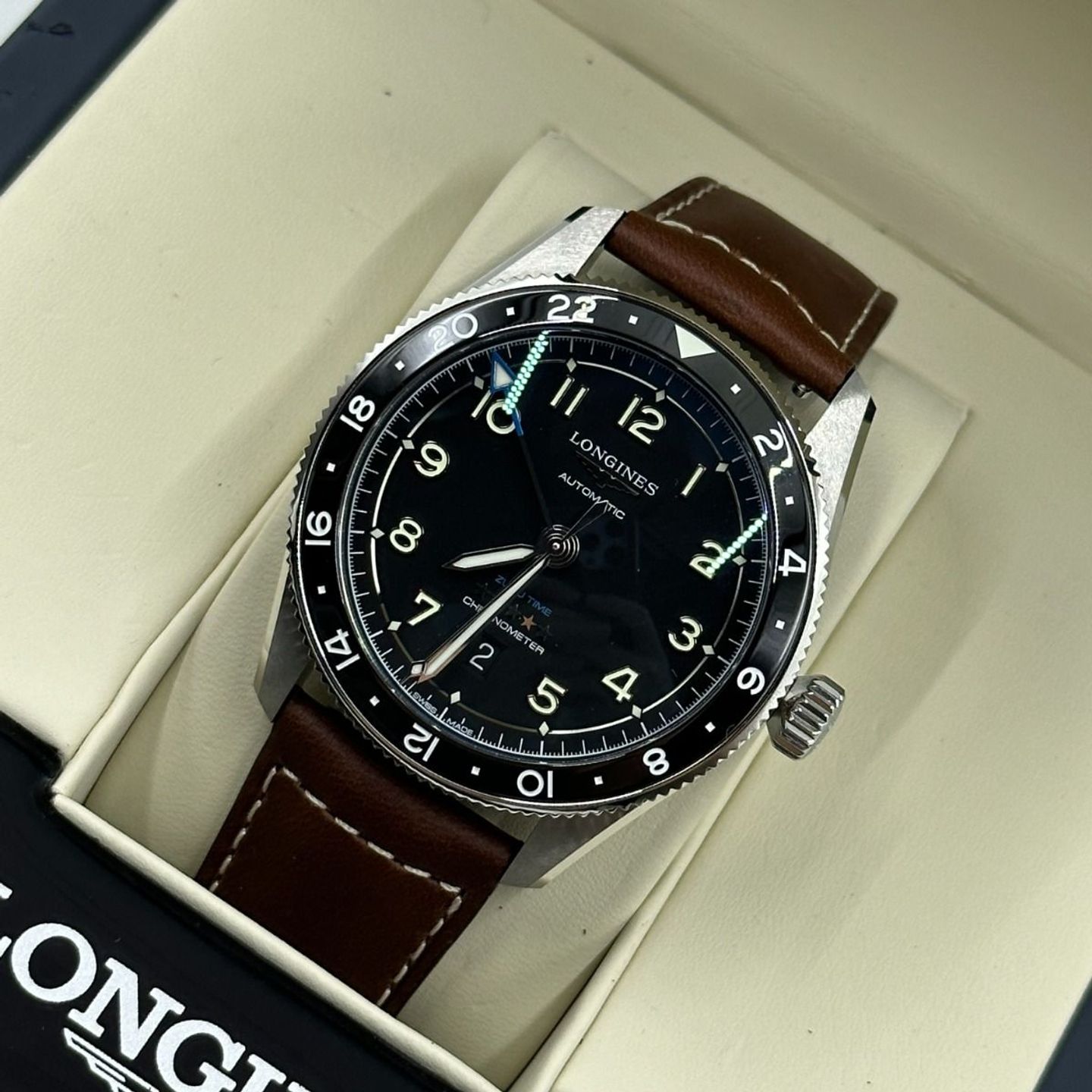 Longines Spirit L3.812.4.53.2 (2023) - Zwart wijzerplaat 42mm Staal (7/8)