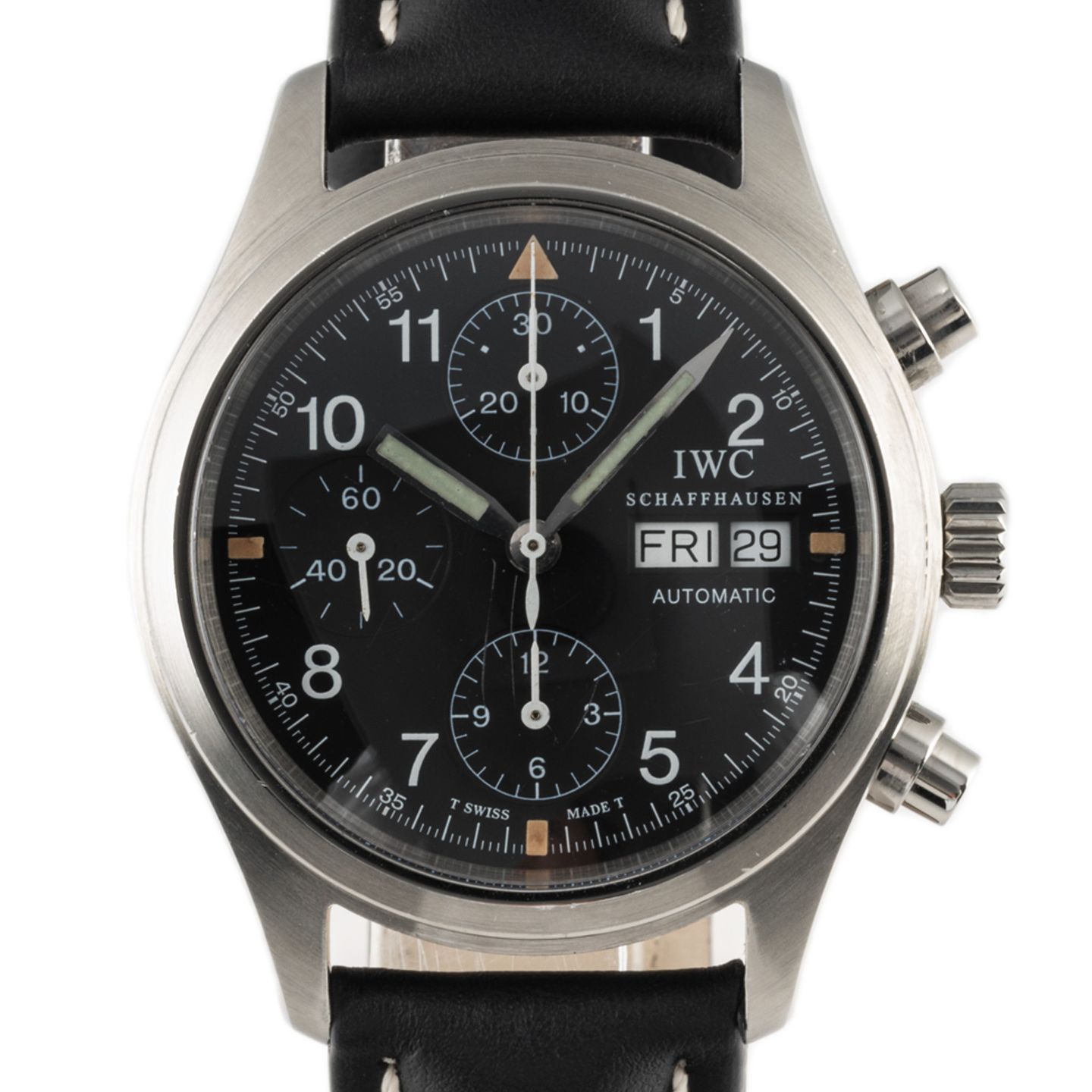 IWC Pilot Mark IW4421 (2005) - Zwart wijzerplaat 28mm Staal (8/8)