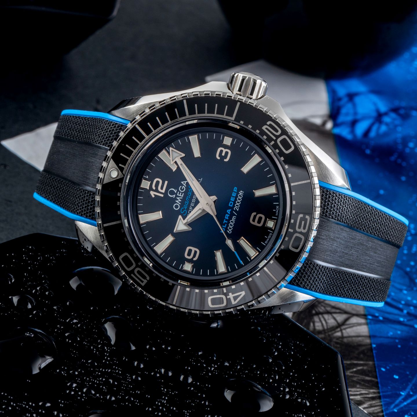 Omega Seamaster Planet Ocean 215.32.46.21.03.001 (Onbekend (willekeurig serienummer)) - Blauw wijzerplaat 46mm Staal (2/8)