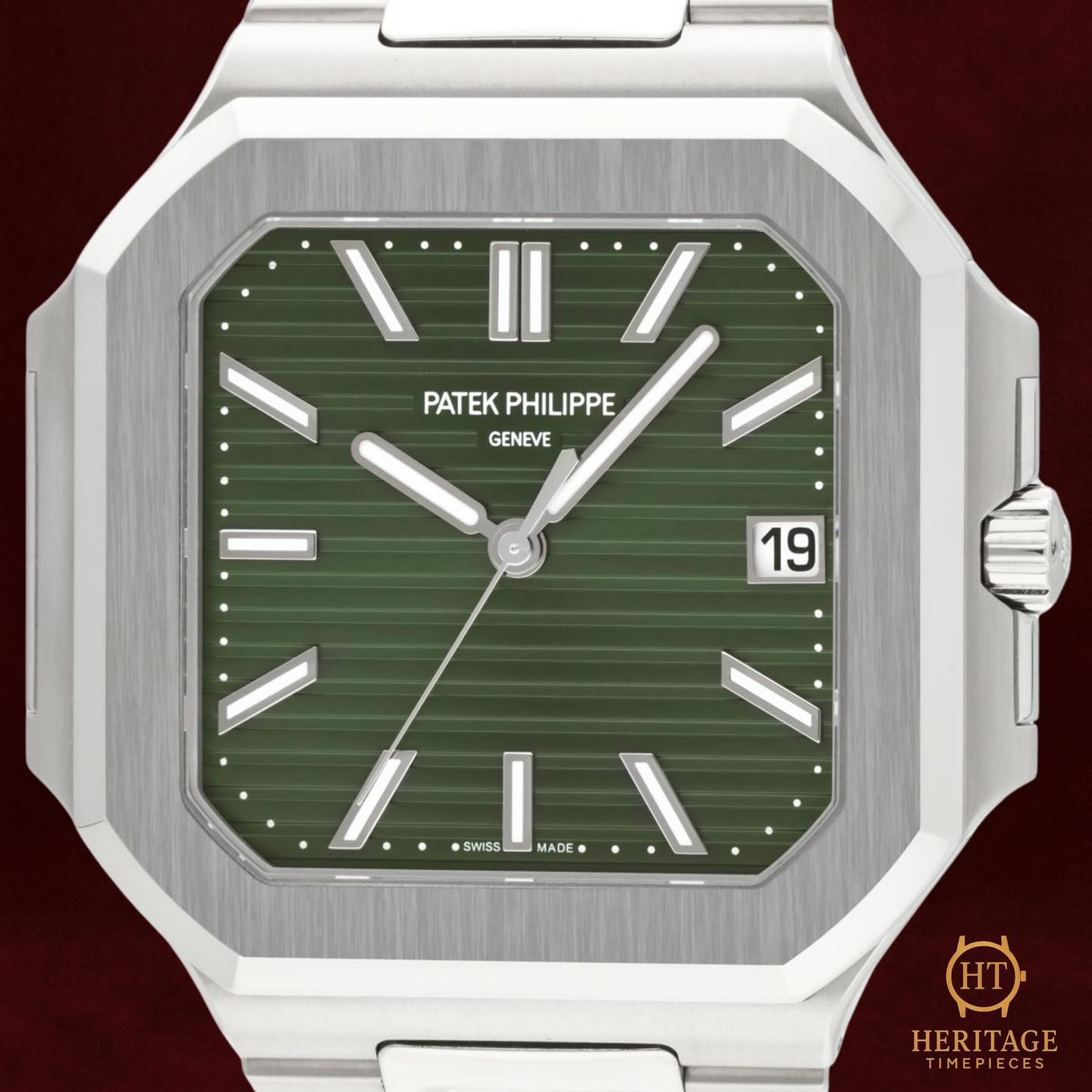 Patek Philippe Cubitus 5821/1A-001 (2024) - Green dial 45 mm Steel case (1/8)