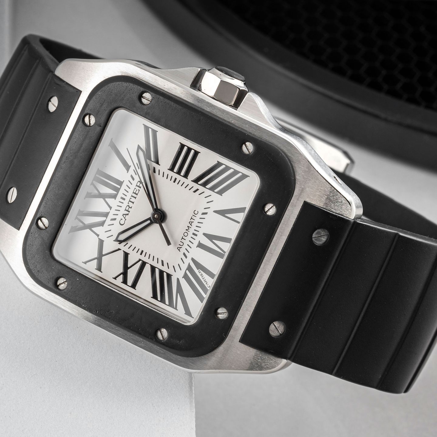 Cartier Santos 100 W20121U2 (Onbekend (willekeurig serienummer)) - Zilver wijzerplaat 38mm Staal (2/8)