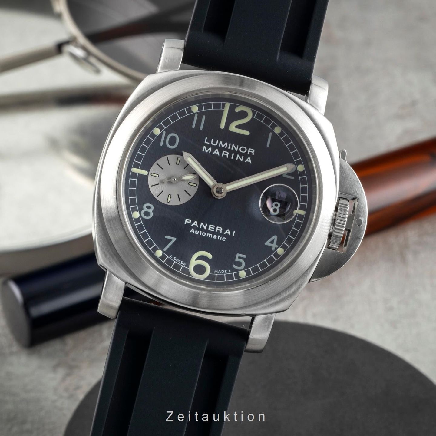 Panerai Luminor Marina Automatic PAM00086 (Unknown (random serial)) - Grey dial 47 mm Steel case (1/8)