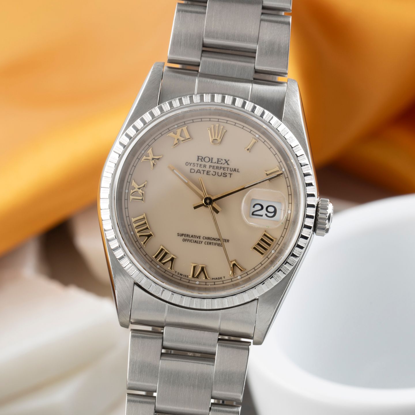 Rolex Datejust 36 16220 (2003) - Wit wijzerplaat 36mm Staal (3/8)