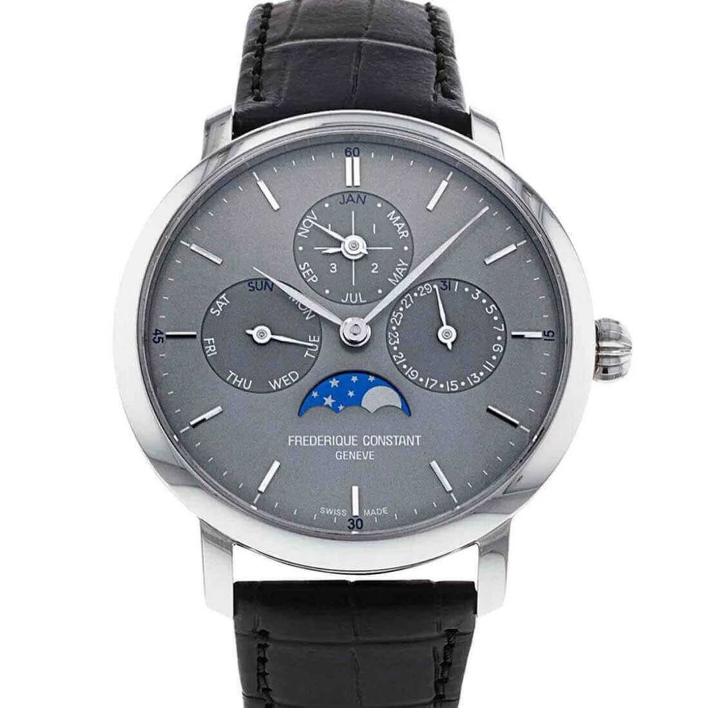 Frederique Constant Manufacture Slimline Perpetual Calendar FC-775G4S6 (2024) - Grijs wijzerplaat 42mm Staal (2/3)