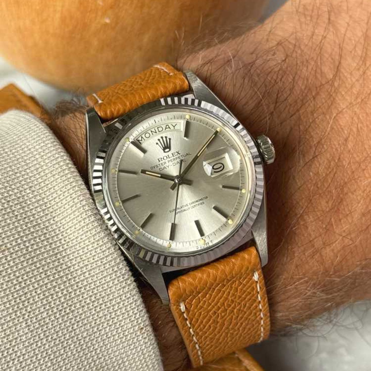 Rolex Day-Date 1803/9 (1966) - Zilver wijzerplaat 36mm Witgoud (2/8)