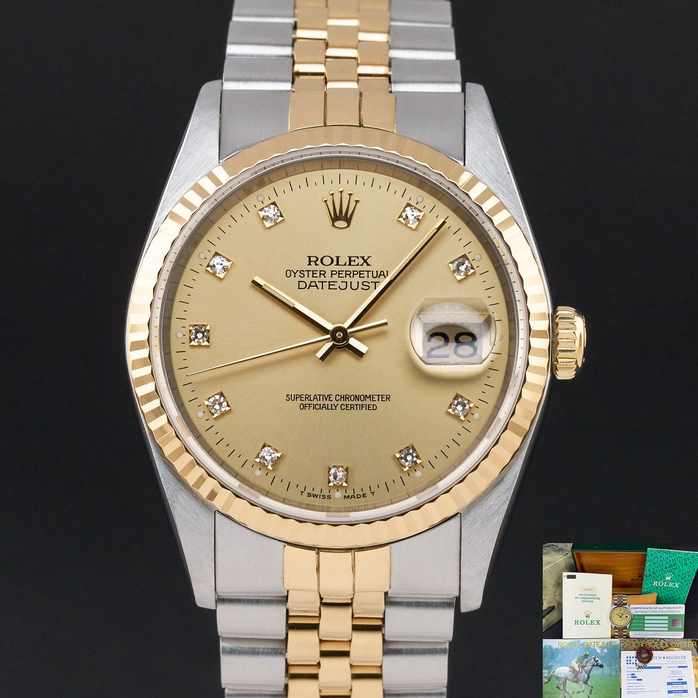 Rolex Datejust 36 16233 (1991) - 36mm Goud/Staal (1/8)